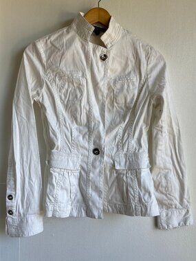 White House Black Market White Belted Utility Jacket Size 00